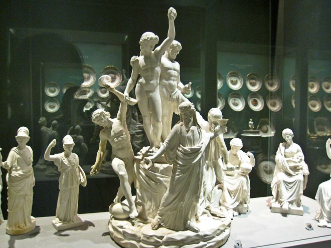 Elaborate bisque figures, "The Triumph of Bacchus" from the Capodimonte Museum in Naples. Image from Wikimedia Commons.